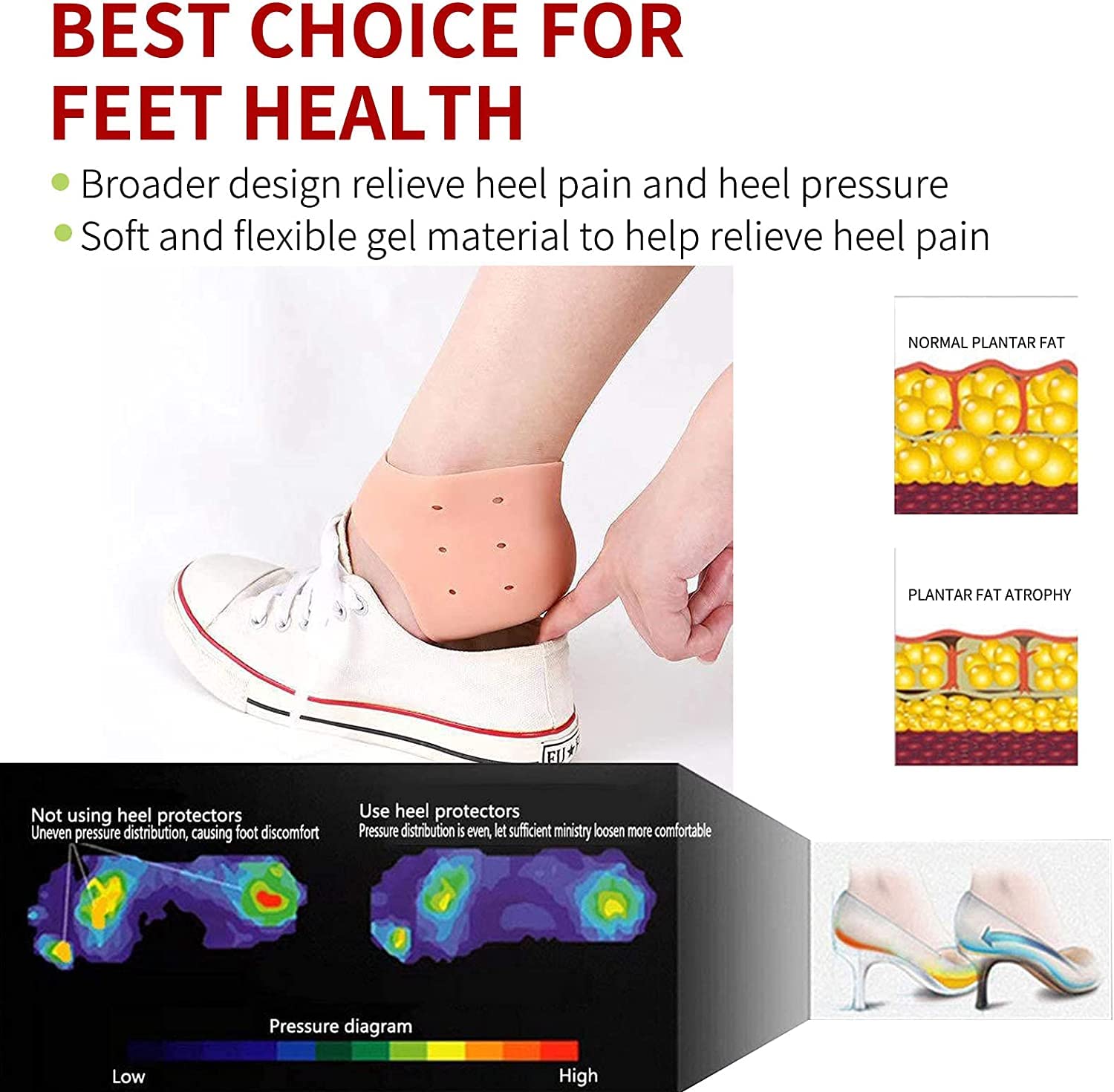 Spefez Silicon Heel Pad For Women Heel Pad For Heel Pain Silicon Heel Pad For Women Pain Relief Ankle Heel Pain Relief Dry Hard Cracked Heels Repair Foot Care (Half Heel Scoks) 3