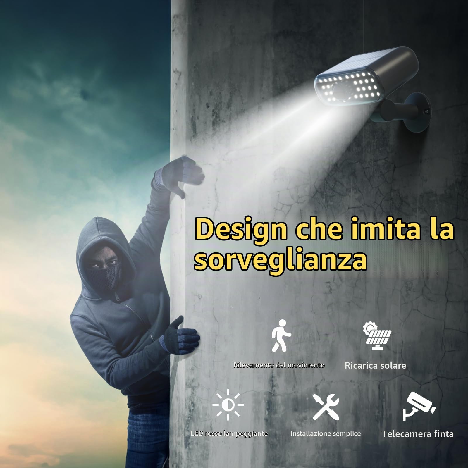 Lixada 2 Unità di Lampade Solari Esterne a Parete, con Detector di Movimento, Lampade Esterne LED Impermeabili IP65, Lampade di Sicurezza Solari con 3 Modalità, Adatte ai Giardini