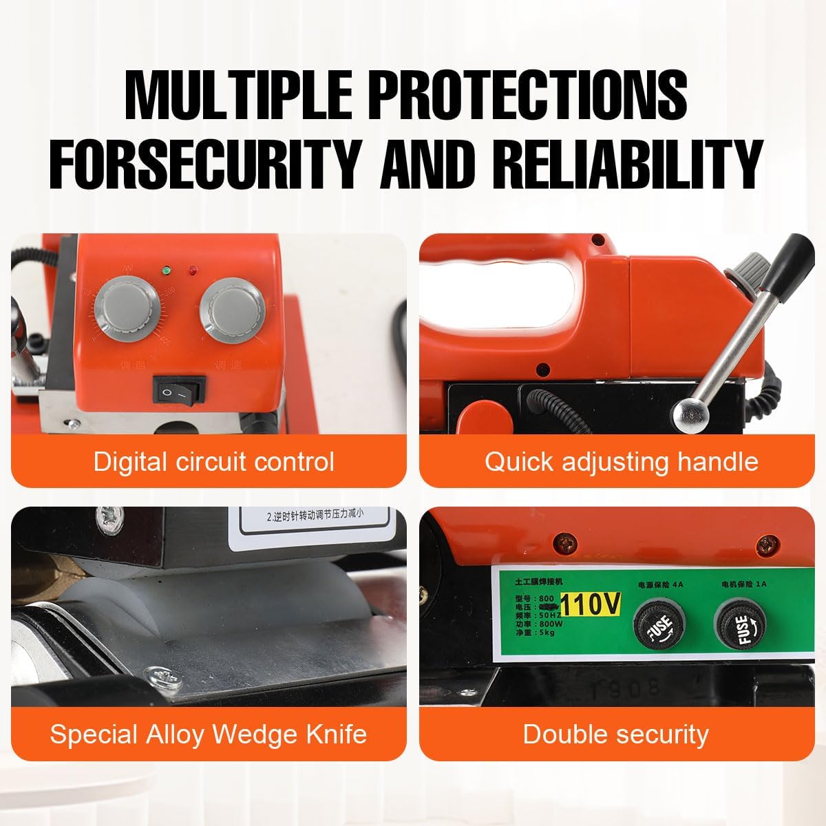 800W Geo Membrane Overlap Wedge Welder / 10cm Geomembrane Plastic Welding Machine Plastic Membrane Hot Wedge Welder Tunnel Crawl Welding Machine PE PVC EVA Wedge Welder Plastic Layer Sealing Tool