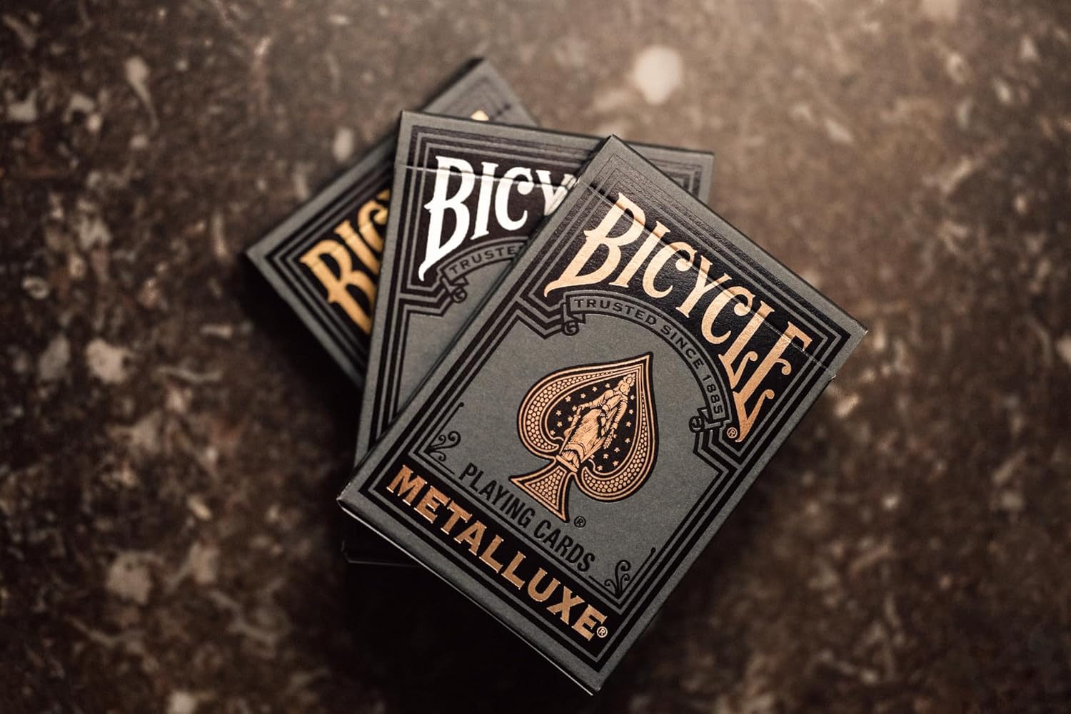 Bicycle Black Metalluxe 3 Pack Bundle – Includes Gold, Silver, and Rose Gold Playing Card Decks