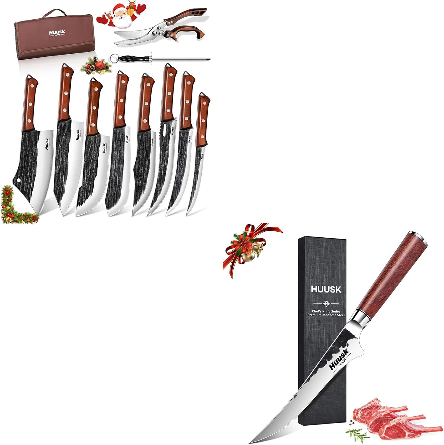 Huusk Butcher Knife Set with 6" Boning Knife