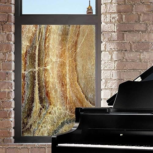 Miniatura 3 de Película de mármol para ventana, privacidad para ventana, patrón de superficie de piedra de ónix, variedad de líneas, impresión de imagen para
