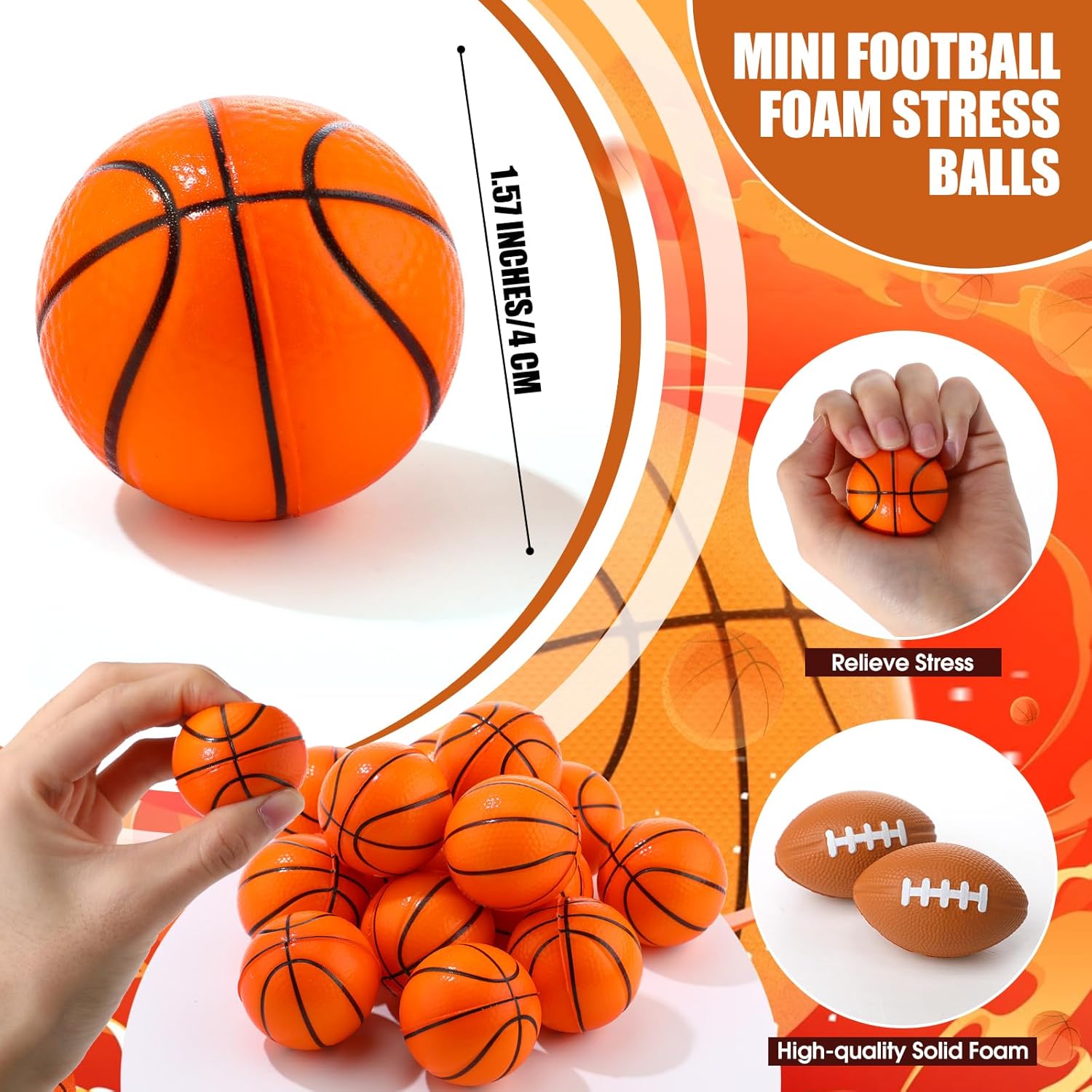 Foilswirl 36 Sets End of The Year Basketball Gifts Bulk Mini Stress Balls Basketball Bracelets Ball Inspirational Cards Sports Team Gifts Party Favors