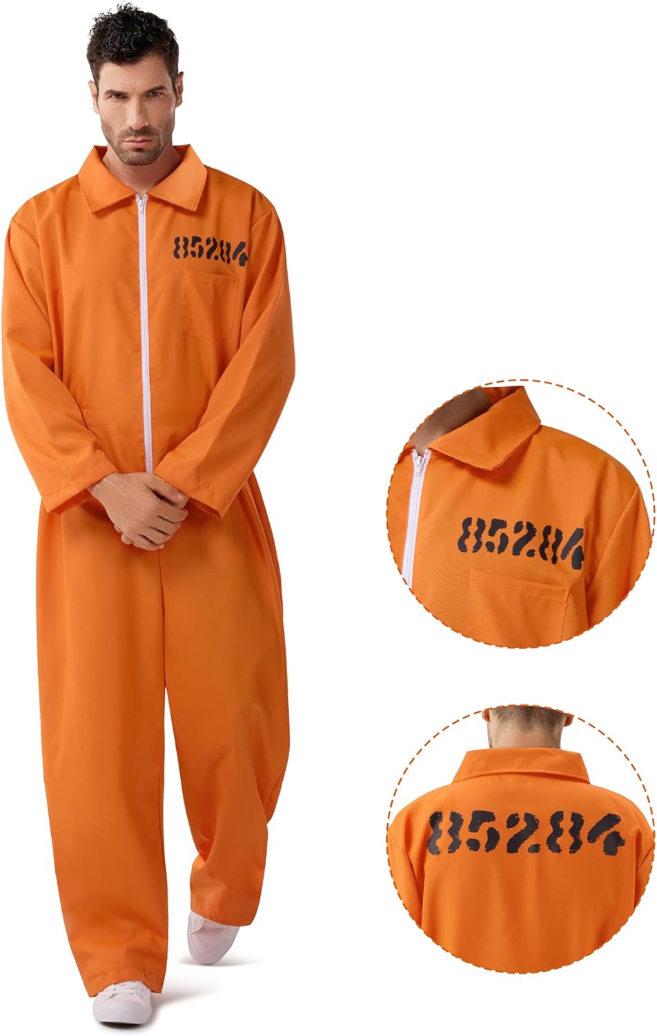 Spooktacular Creations Orange Prisoner Costume, Prisoner Jumpsuit Men,Orange Jumpsuit Women, Halloween Costumes Adult 2025 - Image 4
