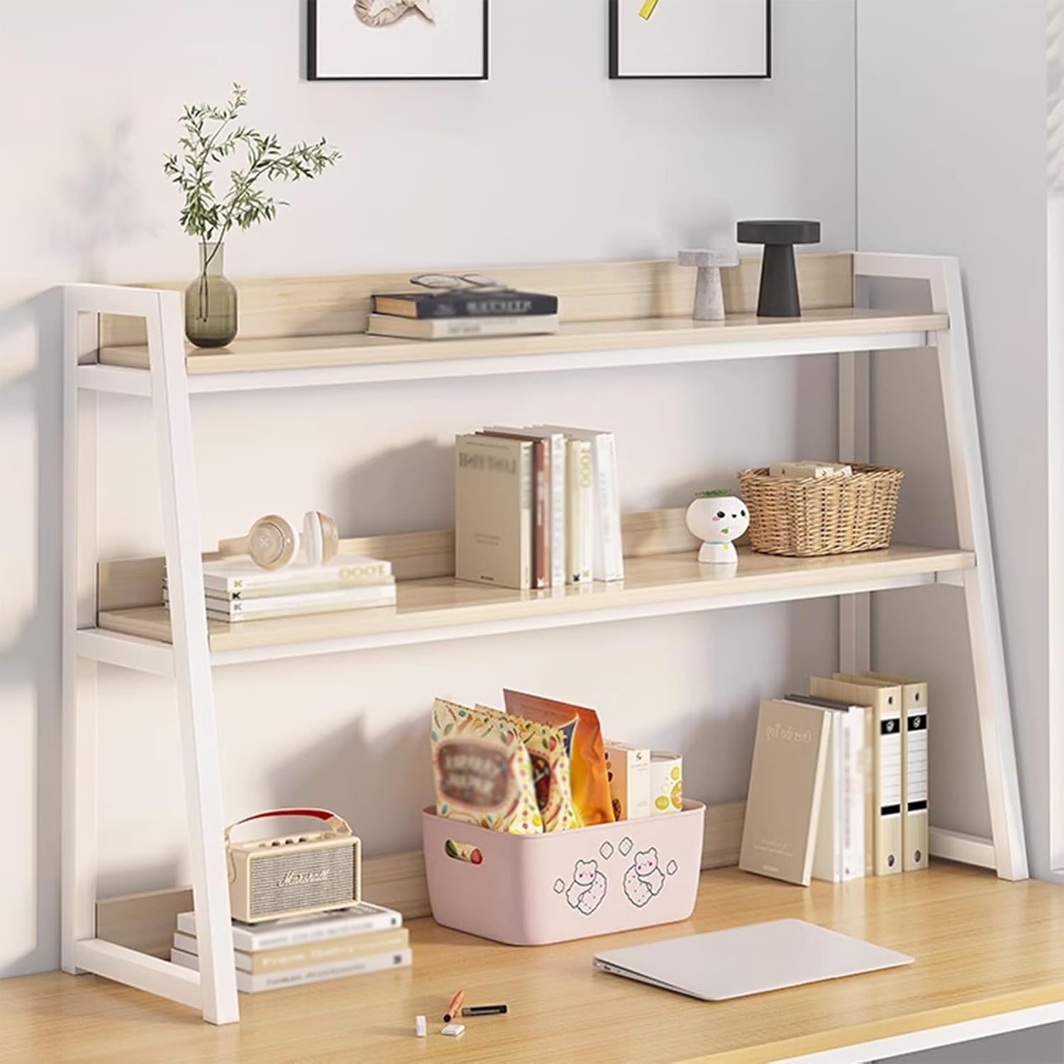 Desktop Bookshelf, Multipurpose Countertop Bookcase Hutch for Desk, 2 ...