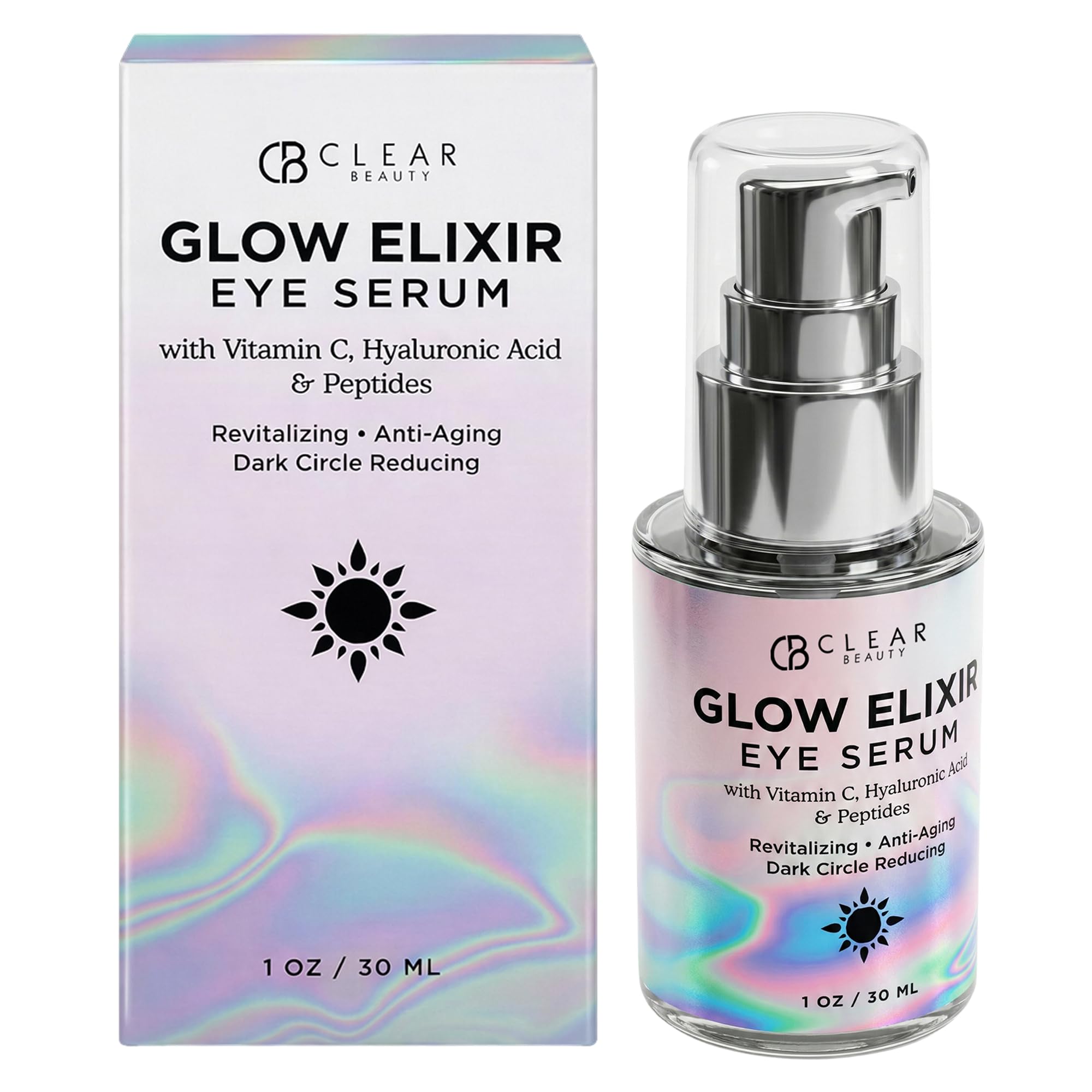 Clear Beauty Vitamin C & Hyaluronic Acid Under Eye Serum - Reduce Eye Bags, Puffiness, Dark Circles & Wrinkles, Lifting Eye Serum - Cruelty Free Korean Skin Care For All Skin Types