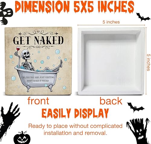 Miniatura 2 de Divertido letrero decorativo de esqueleto de calavera para Halloween, baño, letrero de madera, decoración de baño, decoración divertida de baño,