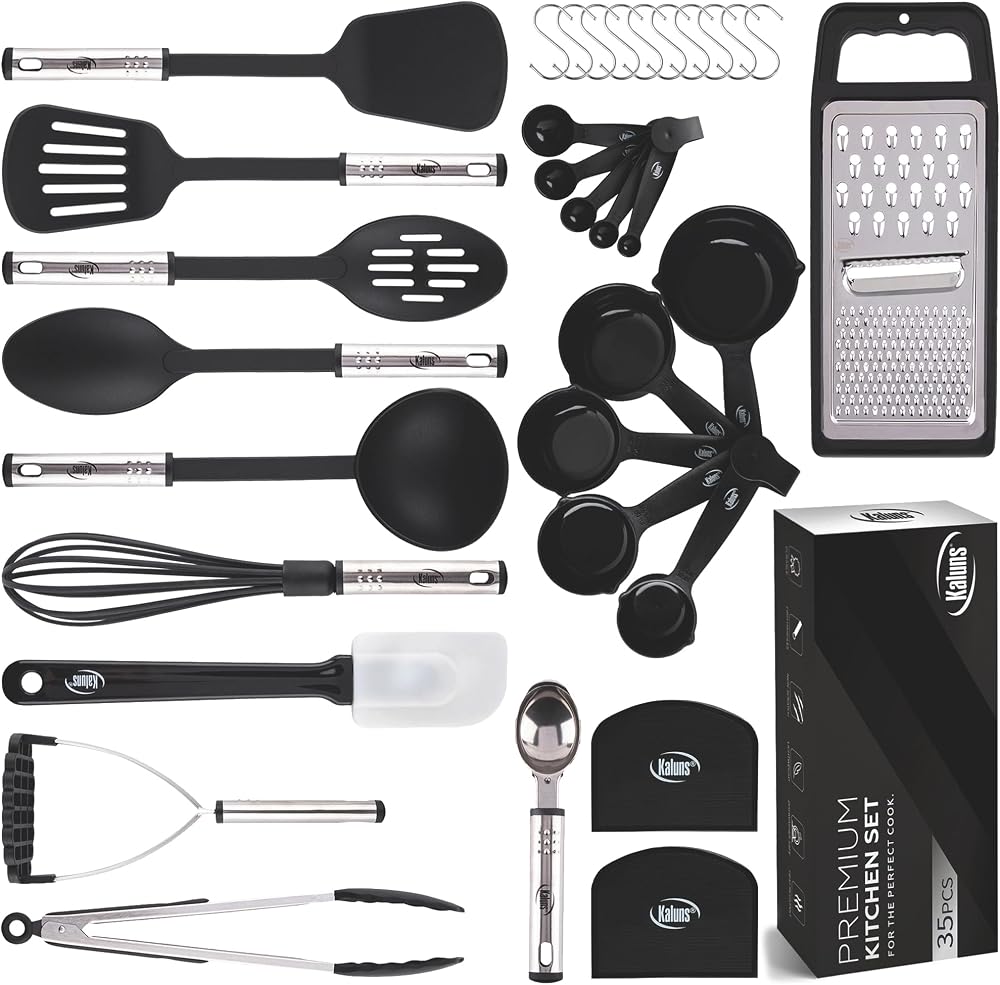 Kitchen Utensils Set 35 PCS Cooking Utensils Set, Nonstick and Heat Resistant Nylon Stainl