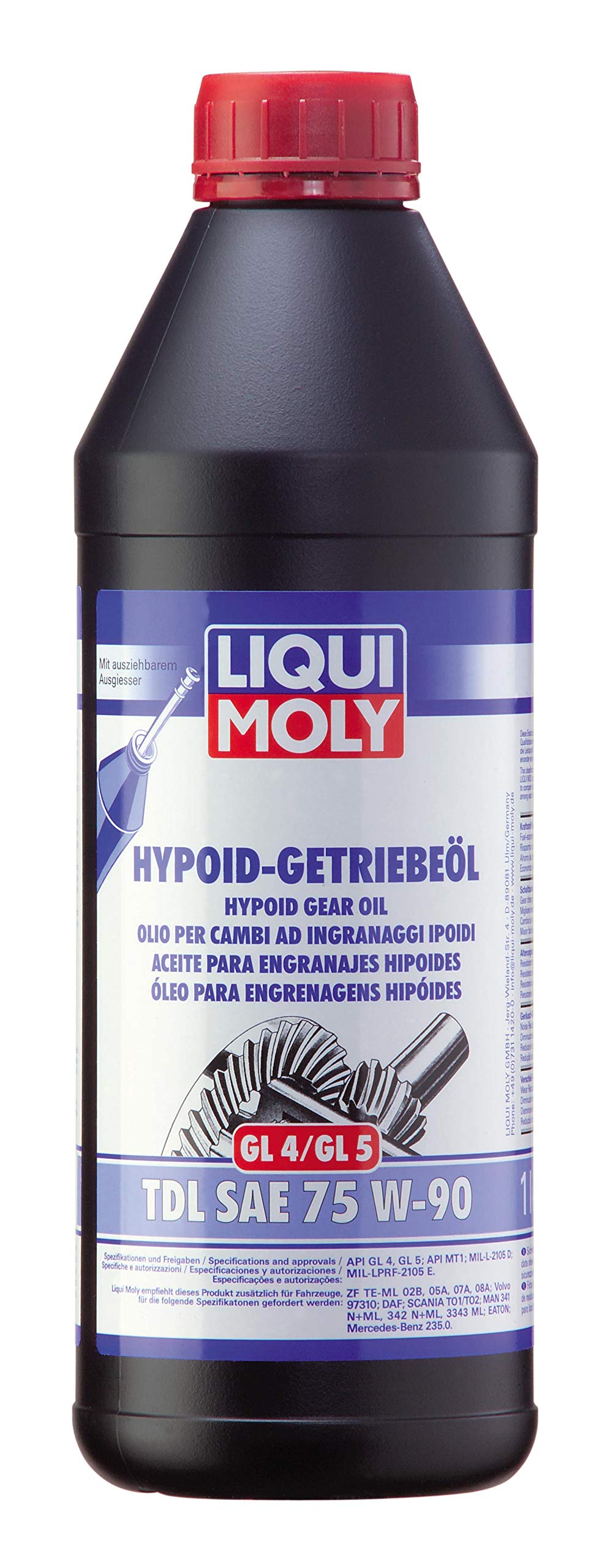 5X Original Liqui Moly 1L Hypoid-Getriebeöl (GL4/5) TDL SAE 75W-90 Gear Oil 1407