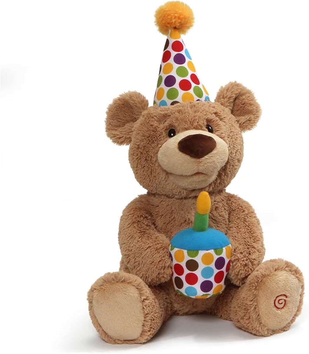 Oso de peluche musical de 10 pulgadas con diseño de oso de feliz cumpleaños para mayores de 0 años
