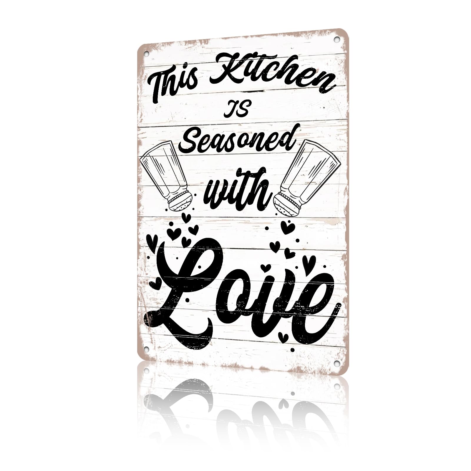 Anceky Funny Metal Tin Sign This Kitchen is Seasoned with Love Sign Vintage Wall Decor for Kitchen Home Yard Outside Cafe 12×8 Inch