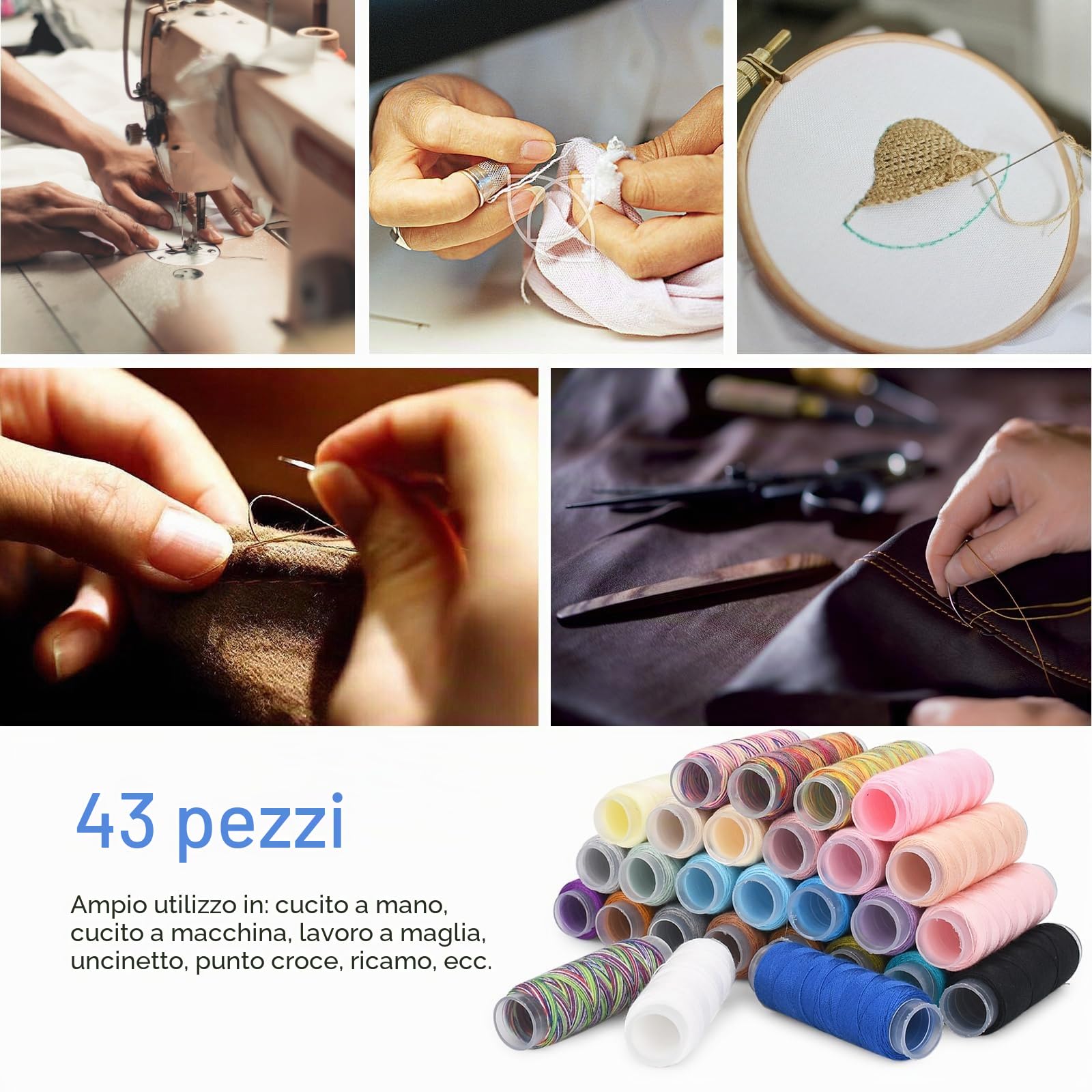 TOPSEAS Set da cucito con 365 accessori da cucito, forbici, filo, bobine di filo, metro a nastro per adulti, principianti, viaggi e situazioni di emergenza