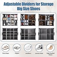 Vista 6 de HOUSE AGAIN Shoe Organizer for Closet, 2 Pack Foldable Shoe Storage Organizer Box with Wheels and Adjustable Dividers, Sturdy Metal Frame Fits up to