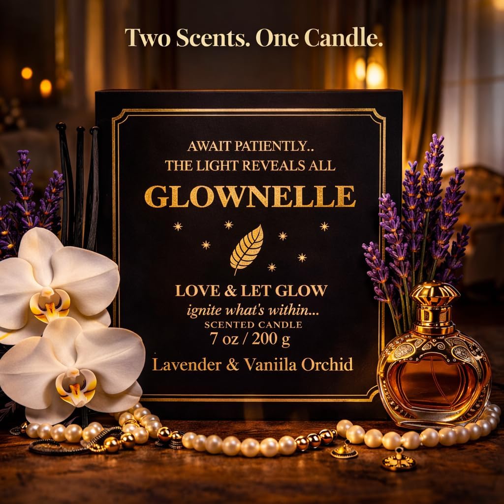 Candle with Jewelry Inside | Gift Set for Women | 18K Gold-Plated Necklace | Lavender & Vanilla Orchid | Natural Soy Wax | Wood Wick | Birthday, Anniversary, Bridesmaid, Mother Gift