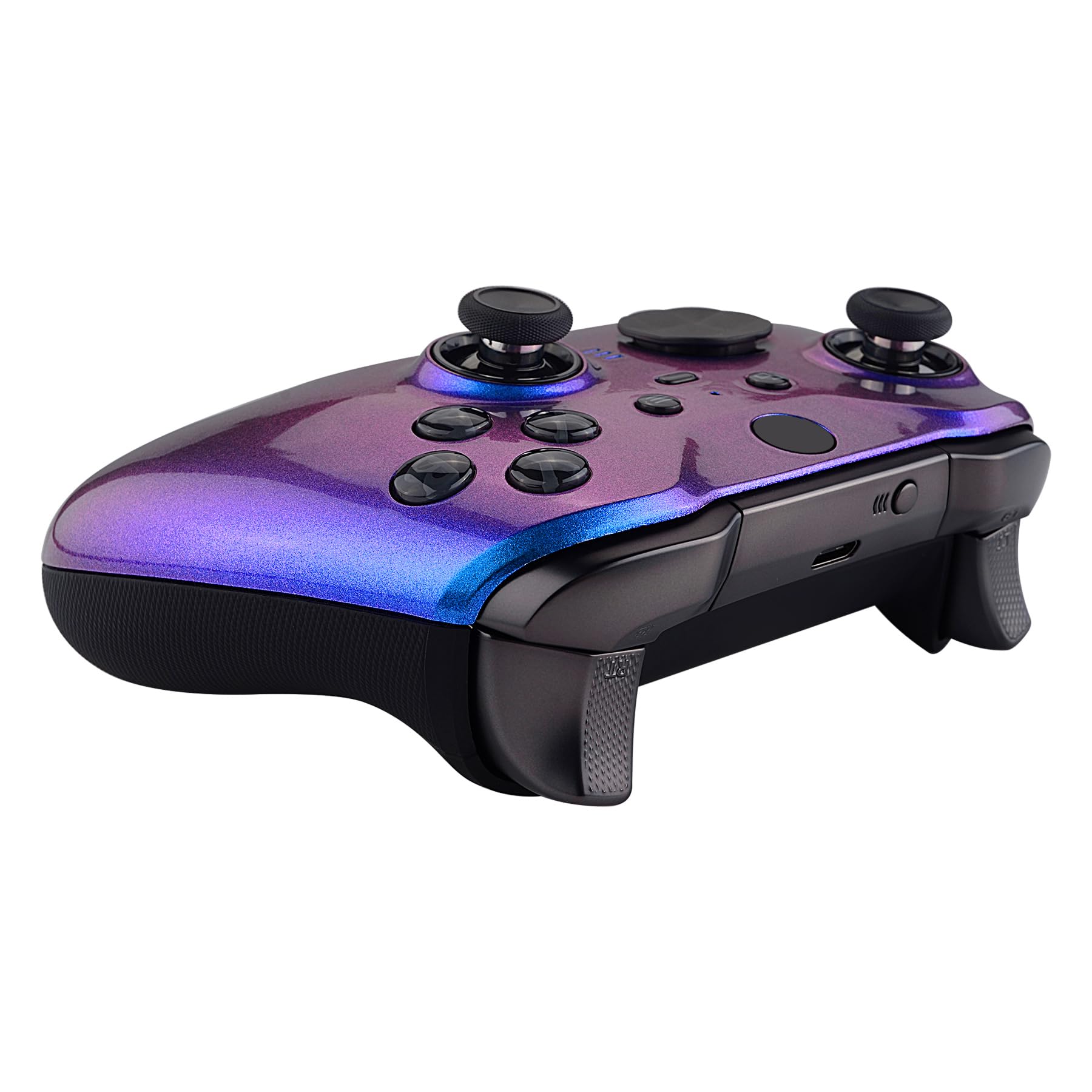 eXtremeRate Cover Custodia per Xbox Elite Series 2 Controller Model 1797,Scocca Case Frontale Ricambio per Xbox Elite Series 2 Controller Wireless Core&2 Anelli-Camaleonte Viola Blu