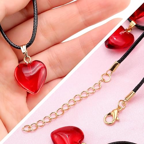 Miniatura 5 de Omlisca Regalos para el día de San Valentín, paquete de 12 collares con dije en forma de corazón rojo, regalos de fiesta de cumpleaños, bolsas de