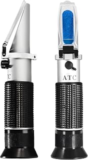 Wine Refractometer,V-Resourcing Hand Held Brix/Alcohol Refractometer with ATC for Wine Making Homebrew Kit, Dual Scale(Brix 0-40%, Alcohol 0-25%)