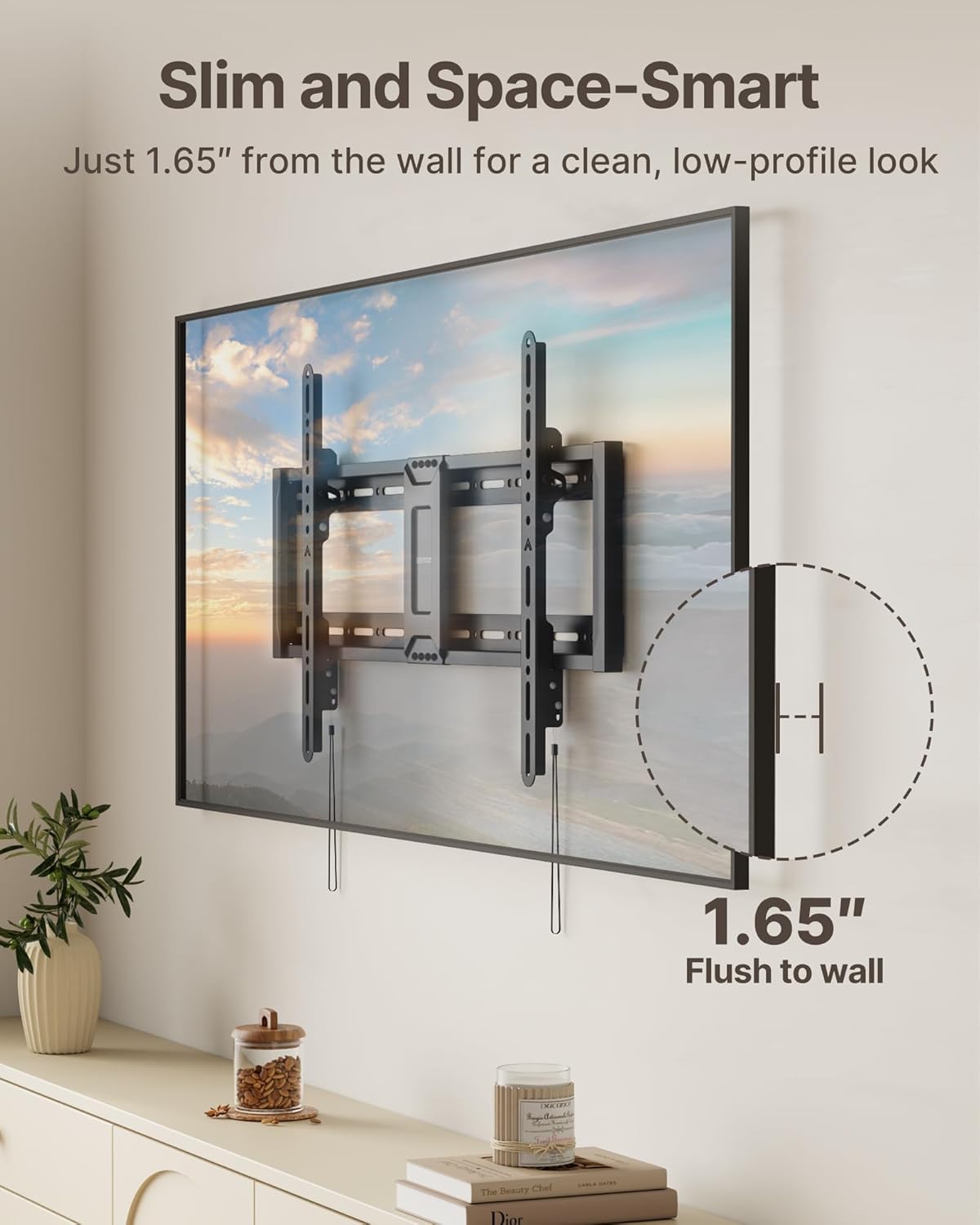 monTEK Heavy Duty Tilting TV Wall Mount for 43-95 Inch TVs, 200 lbs Capacity, 1.65" Slim Low Profile Wall Bracket, Max VESA 800x400mm Fits 16"/18"/24"/32" Studs, for Large Flat & Curved TVs