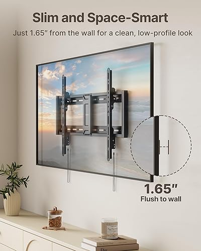 Miniatura 6 de monTEK Soporte de pared de TV inclinable resistente para televisores de 43 a 95 pulgadas, capacidad de 200 libras, soporte de pared delgado de