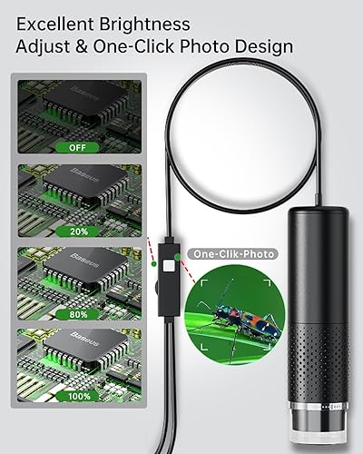 Miniatura 3 de 50X-500X - Cámara de microscopios de bolsillo USB de aumento para adultos y niños con 8 LED ajustables, lupa de monedas para iPhone, iPad, Android