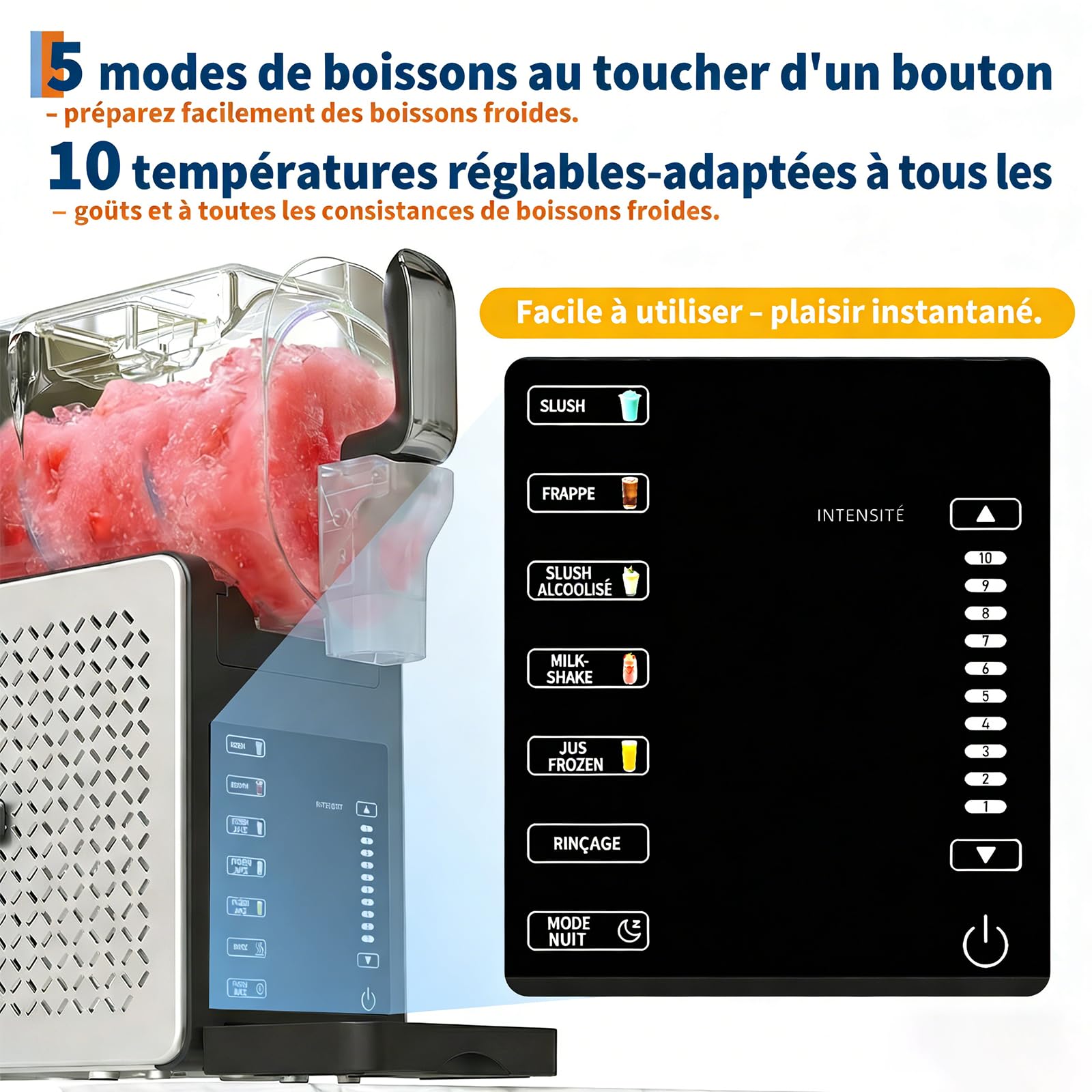 GarveeTech Slush-Eismaschine 200w Mit Selbstreinigung & 5 Programmen – 1,9l Tank Für Cocktails, Milchshakes, 12h Kühlhaltung, 400Ml Auffangschale– Ideal Für Haus, Bar & Küche