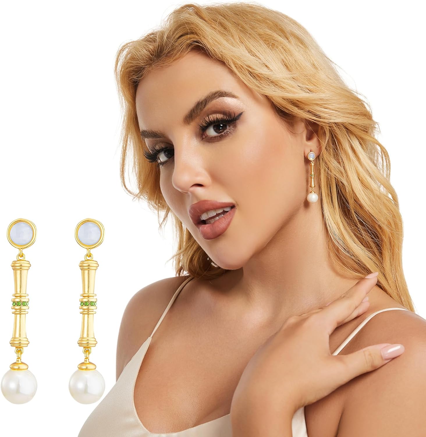 SHIYANG18K Gold plated earrings, women's long earrings,women's pearl earrings, pearl drop earrings,pavoi earrings,vintage earrings,Valentine's Day gift.