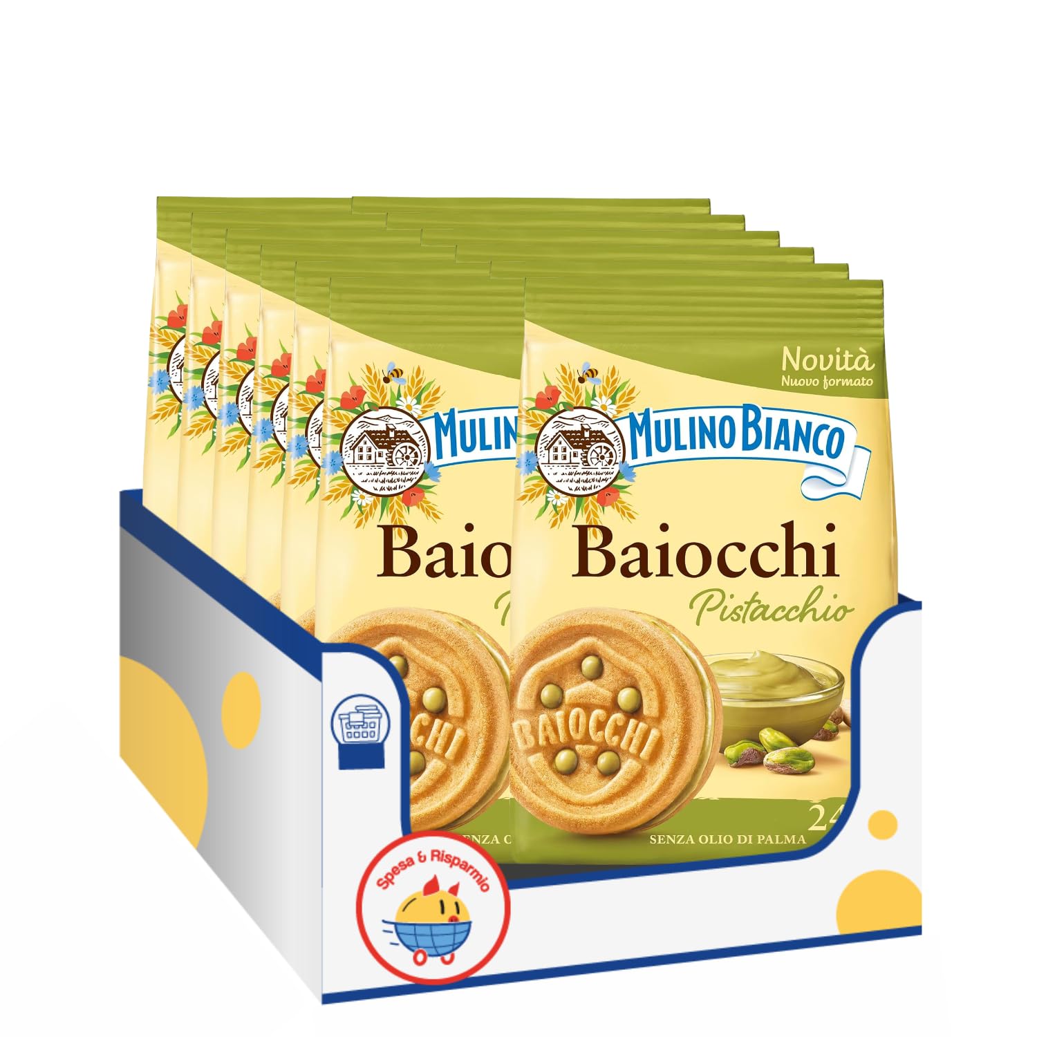 Biscotti Ripieni al Pistacchio con Crema e Pastafrolla – 240g – Snack Dolce per Colazione e Merenda – Variazioni 4/8/12 Pezzi (12 PEZZI)