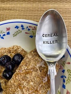 Cereal Killer - Hand Stamped Antique Silver Plated Spoon Cereal Lover, Breakfast Gift - Gift For Him, Father's Day Gift - Best Seller
