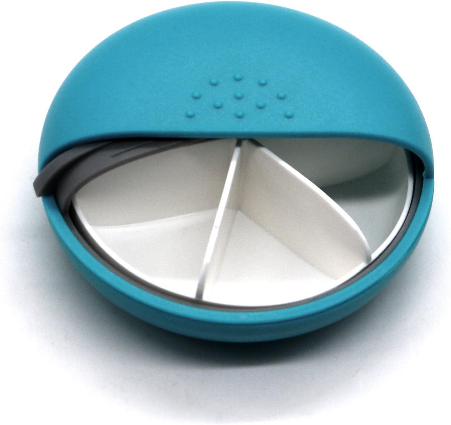 PuTwo M-Square Round Portable Pill Box Mediplanner AM PM Organizers - Cyan