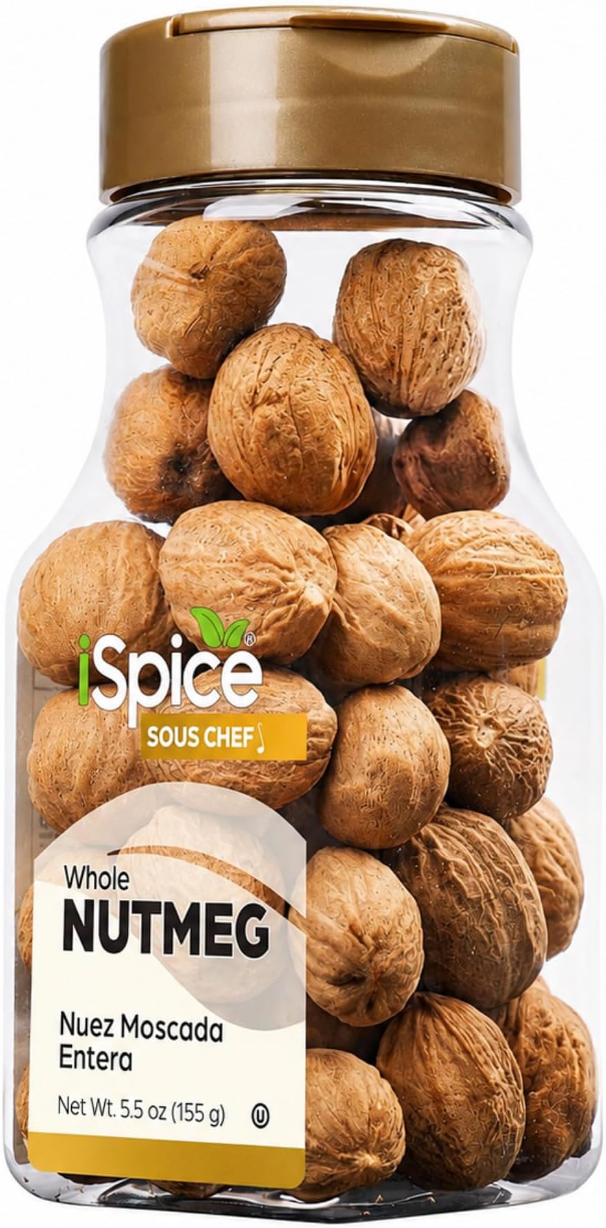iSpice Premium nutmeg, whole nutmeg is Gluten Free and Non-GMO, 100% Natural, whole is used in Coffee, tea, hot chocolate, curries, sauces, mutton, vegetable recipes | 5.5 Oz (155g)
