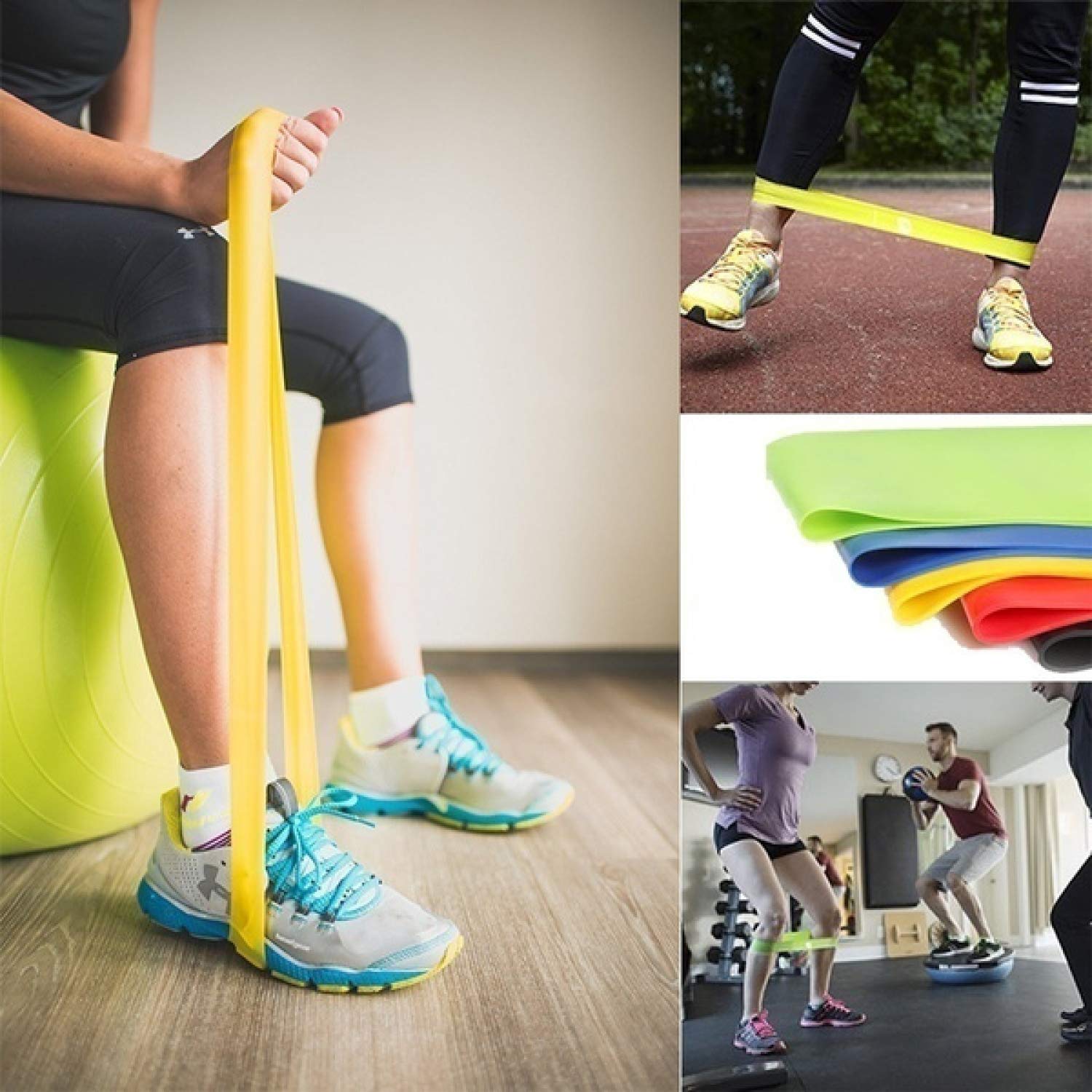 Bandas Elásticas De Resistencia 5 Niveles - Set Con Bolsa Para Fitness, Yoga, Pilates Y Rehabilitación