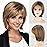 RENERSHOW Ombre Blonde Highlight Short Wigs for Women Mixed Blonde Layered Short Hair Wig with Bangs Cute Natural Synthetic Wig