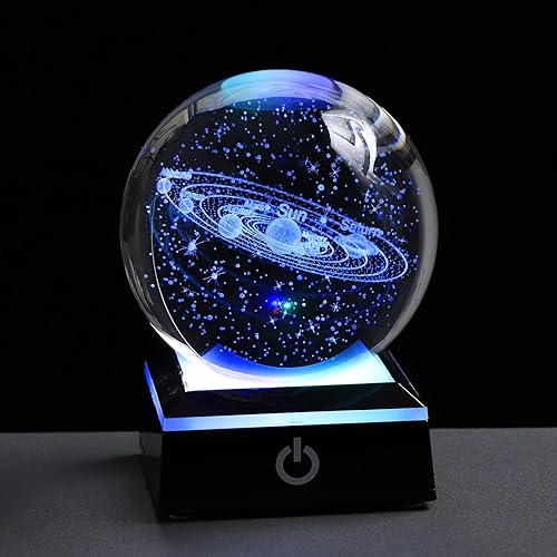 3D Solar System Crystal Ball Lamp - Astronomy Gifts For Him