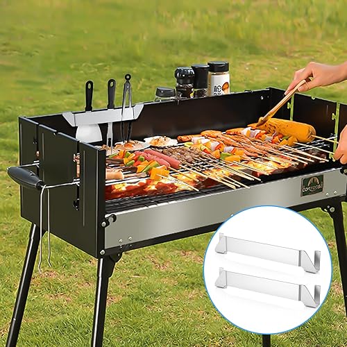 Miniatura 6 de AUAUY Paquete de 2 espátulas de acero inoxidable, soporte para espátula de parrilla para herramientas de barbacoa, soporte para accesorios de
