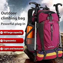 FENGDONG 40L Waterproof Lightweight Hiking,Camping,Travel Backpack for Men Women Red