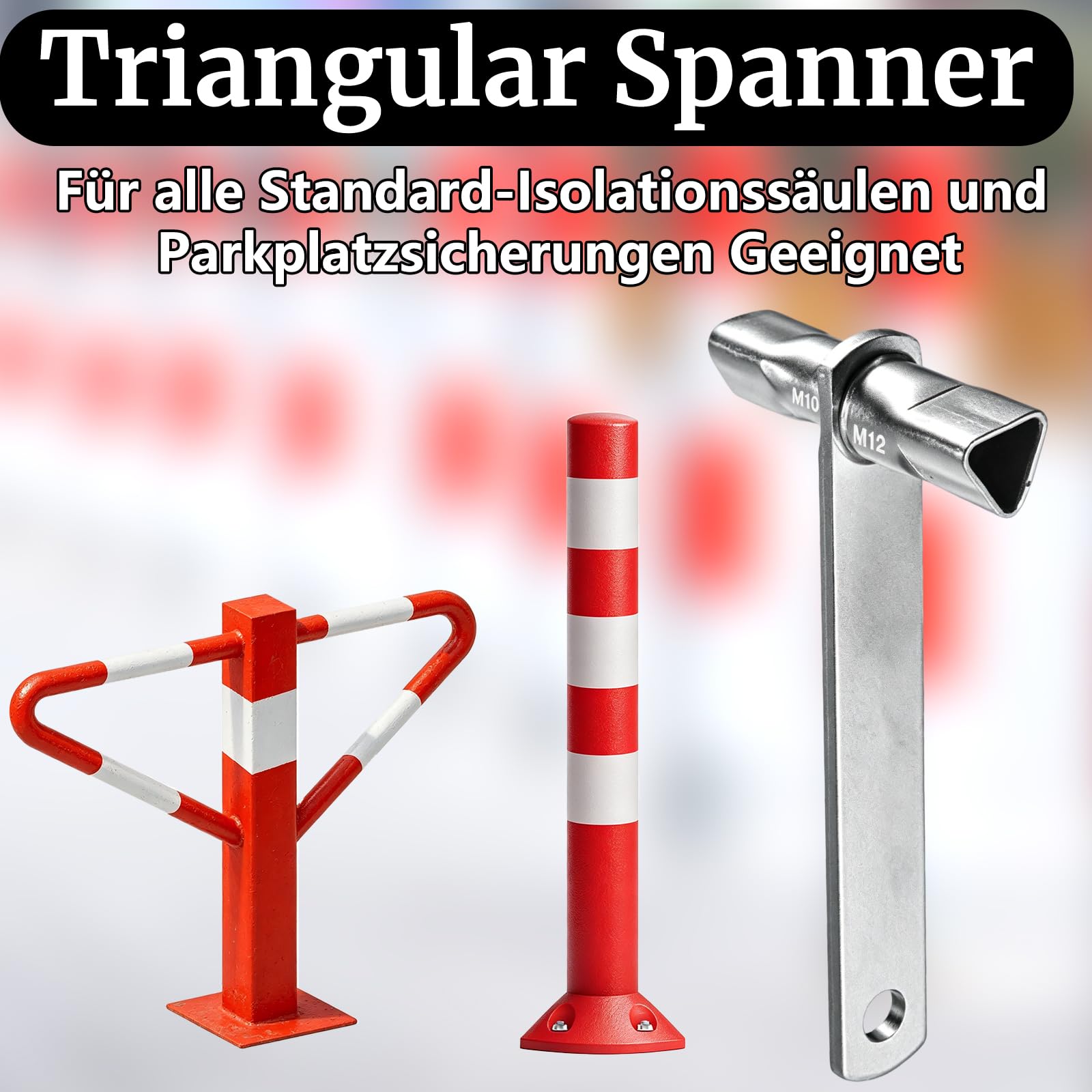 Produktbild von M10/M12 Dreikantschlüssel – Verzinkter Pollerschlüssel Für Absperrpfosten, Parkplatz & Feuerwehr