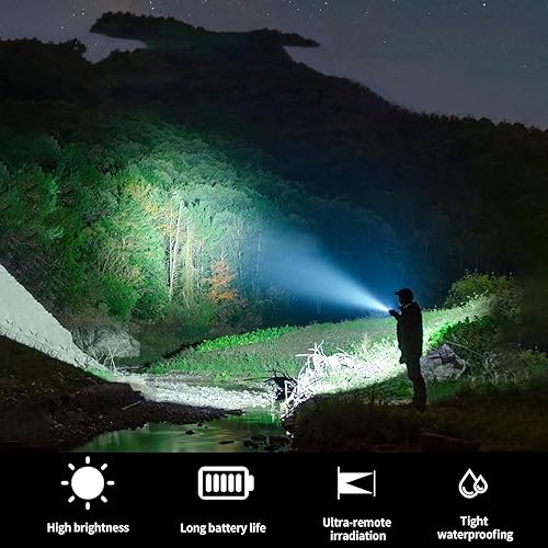 Miniatura 6 de Linterna LED de 3 celdas con batería D de alta resistencia, modo único, linterna de aleación de aluminio, linterna de metal resistente para