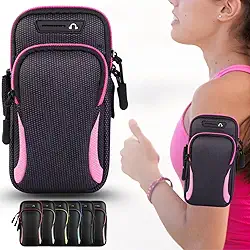 Braçadeira Esportiva Premium Suporte Braço Celular - Ideal para Treino Corrida Ciclismo (Rosa)