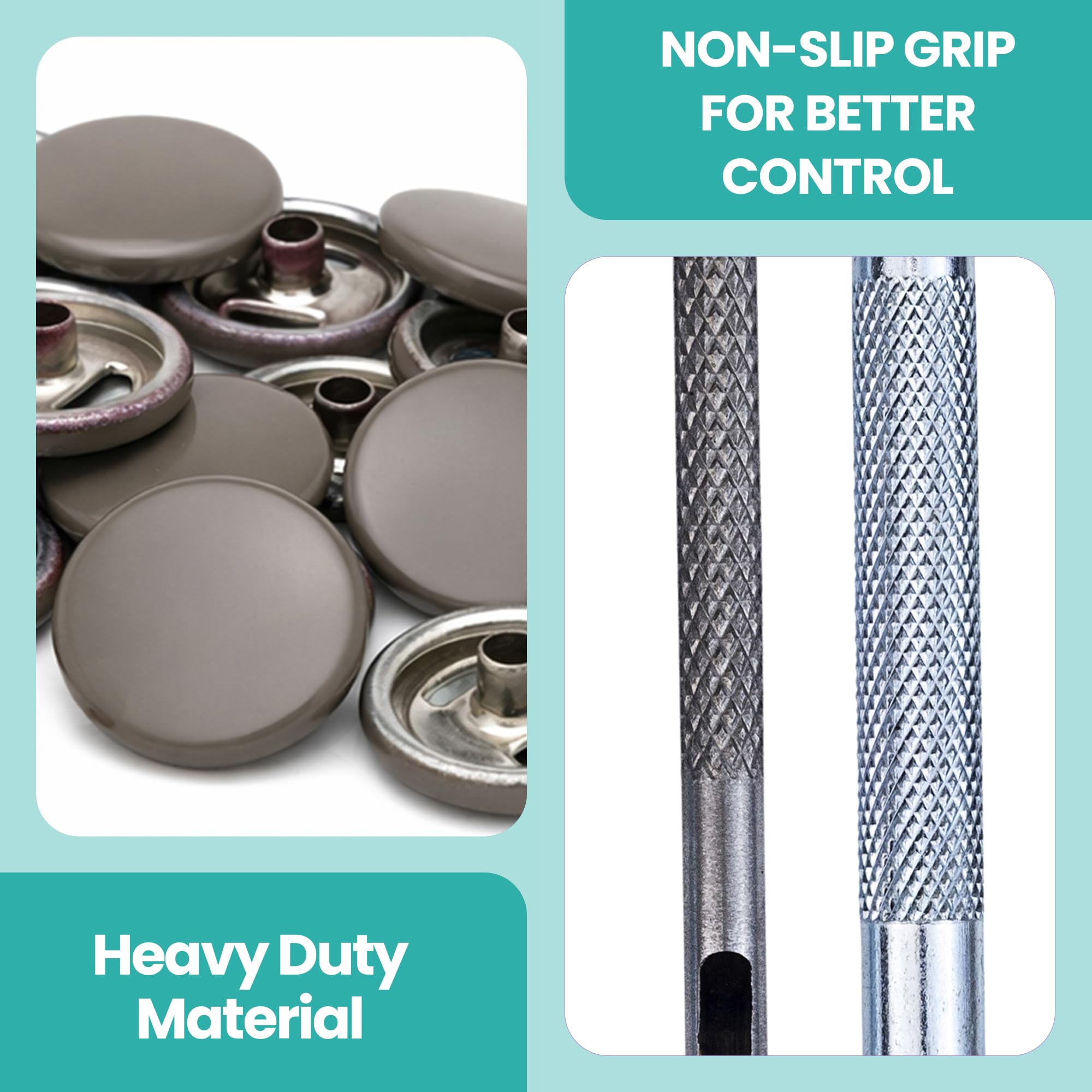 Trimming Shop 15mm Botones a Presión 4 Parte, Durable y Ligero Metal Cierres con Mano Fijación Herramienta para Jeans, Cuero, Tiras Costura Proyectos, Ropa Reparación - Hongo, 1000pcs