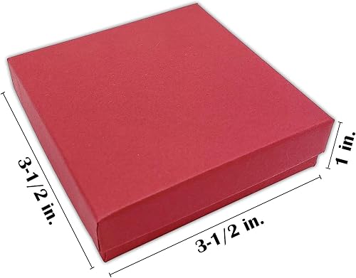 Miniatura 2 de TheDisplayGuys - Paquete de 25 cajas de regalo de papel de cartón relleno de algodón #33, color rojo mate (3.5 x 3.5 x 1.0 pulgadas), para regalo,
