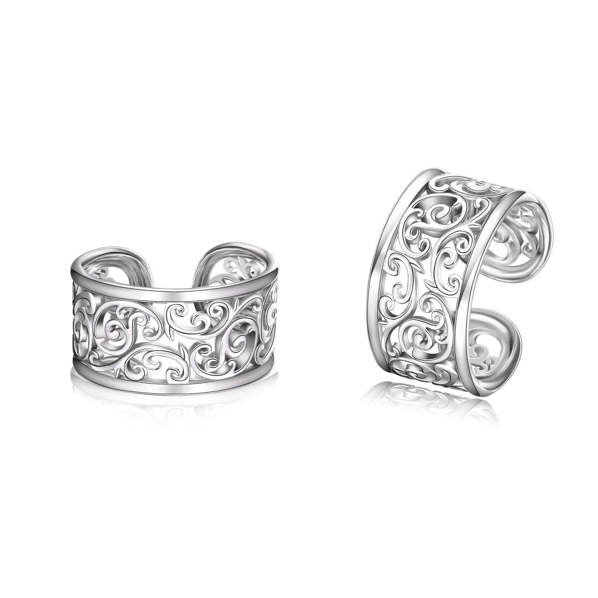 Filigrane Ohrmanschetten 925 Sterling Silber Vintage Filigran Clip auf Ohrringe Non Piercing Schmuck Geschenke für Frauen