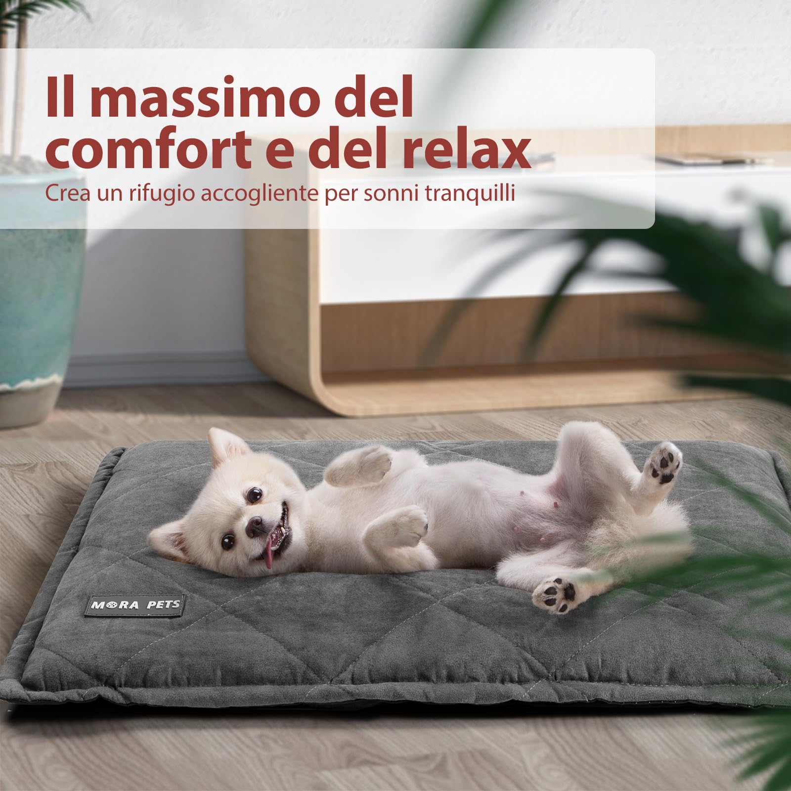 Mora Pets Tappeto riscaldante gatto Coperta autoriscaldante per gatti e cani Tappetino riscaldante Senza elettricità e batterie Coperta termica Rimovibile e Lavabile 89 x 58 cm