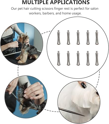 Miniatura 7 de VILLCASE 10 piezas de tijeras de pelo de repuesto para los dedos, tijeras de acero inoxidable