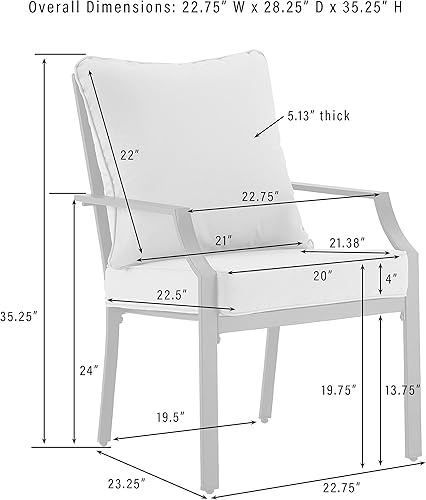 Miniatura 6 de Crosley Furniture Otto - Juego de 2 sillas para exteriores, sillas de comedor para terraza, patio trasero, negro mate con cojines grises