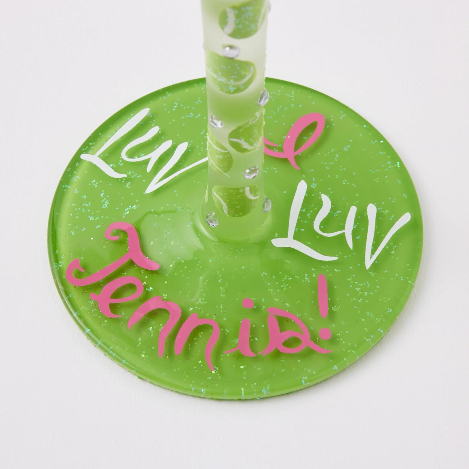 Enesco Lolita I Luv-Luv Tennis Hand-Painted Artisan Wine Glass, 15 Ounce, Multicolor