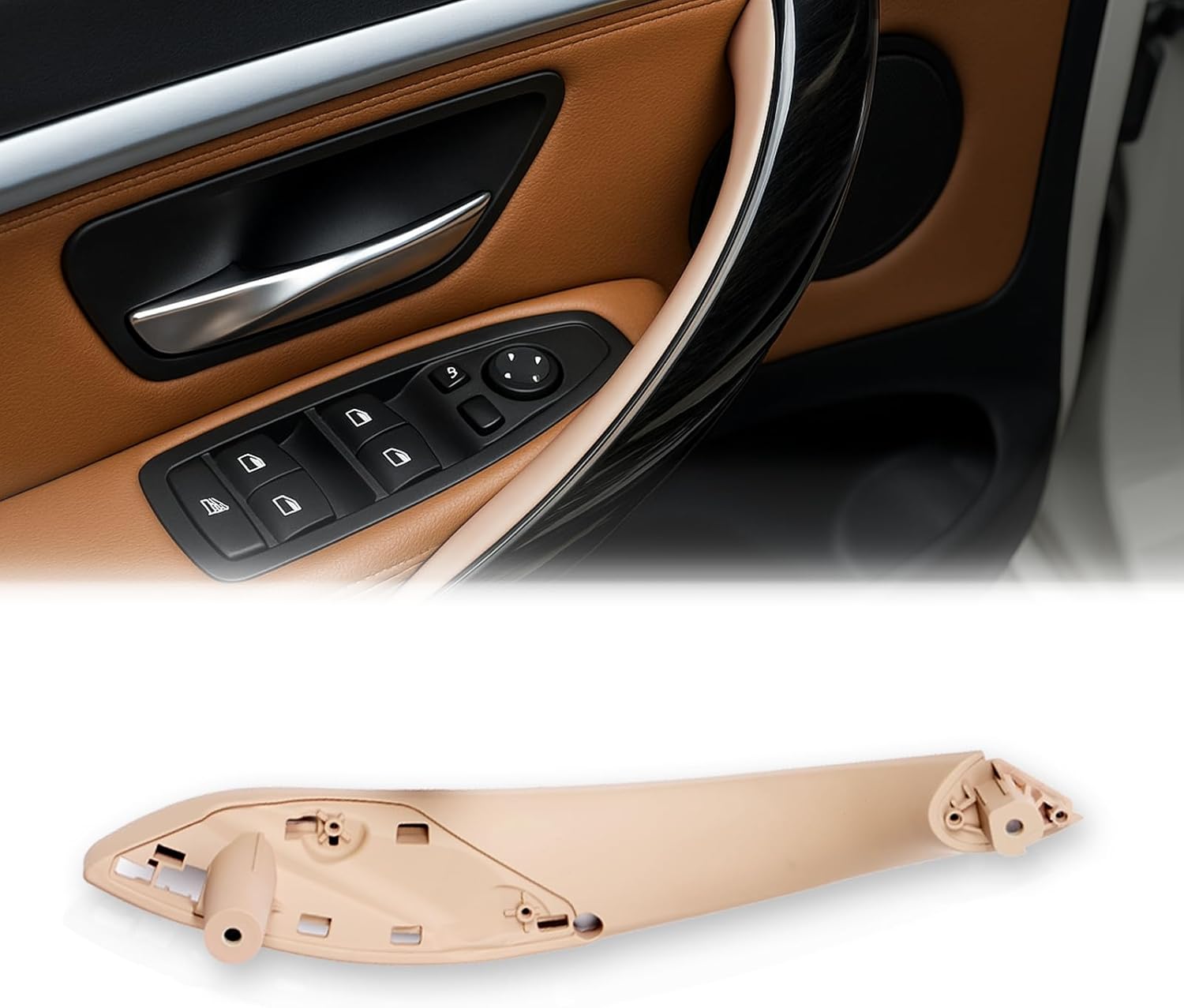 4PCS Door Handles Replacement for BMW 3 Series F30 4 Series F32 F80 F82 Inner Door Pull Strap Armrest Bracket Handle Kit Interior Trim for BMW 2013-2018 320 328 330 335 2014-2019 428 435 440 (Black)