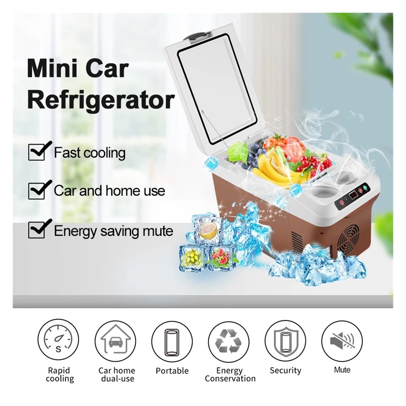 Refrigerador eléctrico portátil de 220 V, 12 V y 24 V for Coche, mininevera, congelador, Ideal for Camping, casa, camión, Playa o vehículo.(LED Screen-M20P)