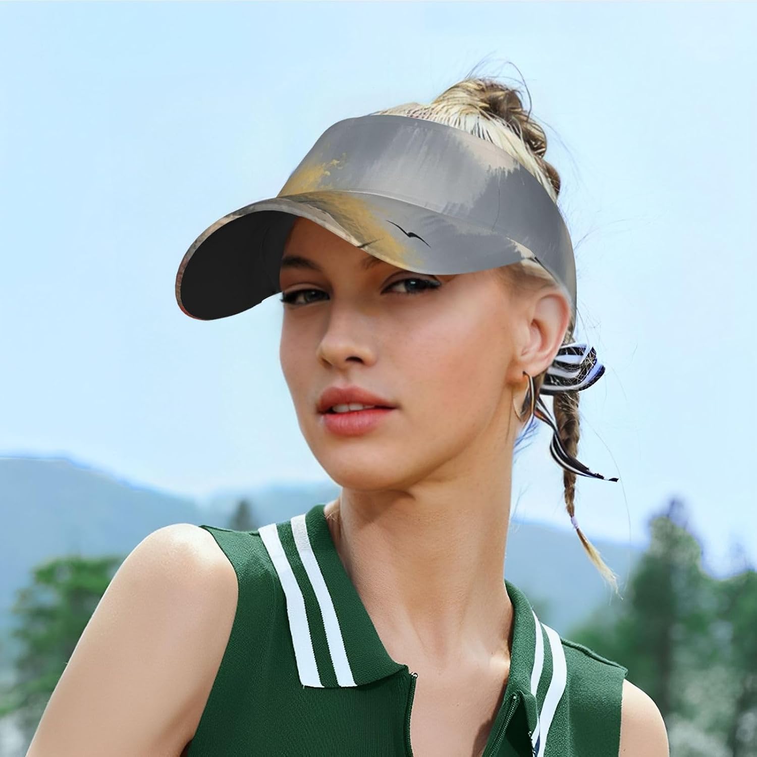 Sport Sun Visor Hats Landscape Painting Adjustable Empty Top Baseball Cap for Women Men Sun Protection Cap Hats