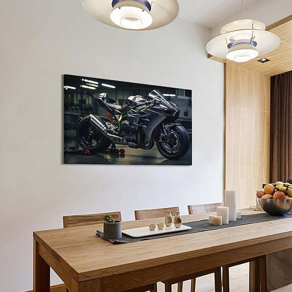 CWBUFD Racing Motorcycle Poster H2R Black Superbike Motorbike Decorative Canvas Family Bedroom Artwork Picture Painting 08x12inch(20x30cm)