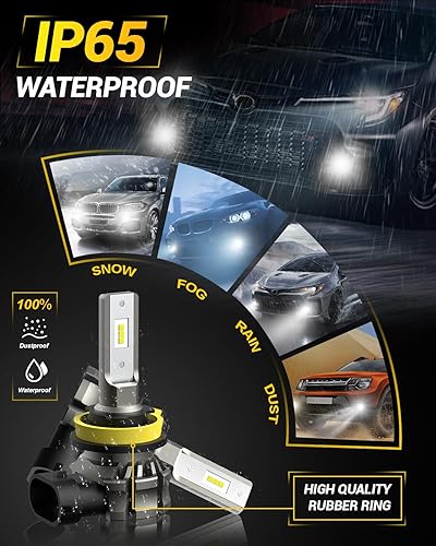 Vista 32 de AUXITO Bombillas LED antiniebla H11/H8/H16 o DRL, 6000 lúmenes, luz amarilla ámbar de 3000 K, 300% de brillo, chips LED CSP antiniebla de repuesto